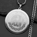 Collana con pendente rotondo in acciaio inossidabile retrò e trama a spirale - 60CM / Argento