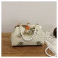 Borsa vintage orientale con stampa floreale e bambù e manico di perle bianche - Stile Floreale Bambù (Modello 1)