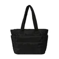 Bolso tote acolchado negro de nailon ligero con asas de transporte muy suaves - Negro