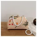 Borsa da sera retrò con motivo floreale, manico di perle e chiusura in oro - Stile Floreale Uccello Elegante (Modello 3)