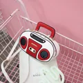 Bolso bandolera creativo con forma de radio en blanco con detalles rojos y negros - Blanco