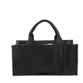 Minimalist black quilted tote bag with vertical stitching and double handles for daily use - Black