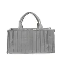Minimalist grey quilted tote bag with large capacity and soft fabric handles - Light Gray