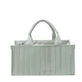 Minimalist mint green quilted tote bag with vertical stitching and soft handles - Green
