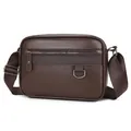 Dark brown faux leather crossbody messenger bag with a stylish pebbled texture for men - Solid Brown