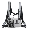 Reflective tactical chest bag in grey with high-visibility straps and nylon fabric - Gray