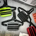 Tactical chest rig crossbody bags in neon green black grey and red nylon with fashion logo - Multi-color