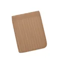 Vertical mini makeup bag in light brown textured leather with magnetic flap and stitching - Khaki