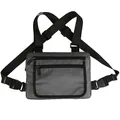 Solid color Oxford grey tactical chest rig bag with adjustable double shoulder straps - Gray