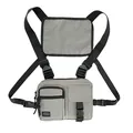 Tactical grey streetwear chest rig bag with functional dual pockets and adjustable black straps - Gray