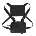 Black tactical chest rig bag with multiple compartments and adjustable nylon straps - Black
