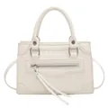 Sac à main blanc en similicuir à motif crocodile avec fermeture éclair et gland décoratif - Blanc