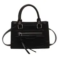 Sac fourre-tout noir en PU avec gaufrage crocodile et fermeture éclair décorative argentée - Noir