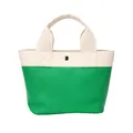 Borsa tote bicolore verde e bianca in ecopelle con trama a grana fine - Verde