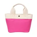 Minimalist beige and pink contrast PU leather tote bag with pebble grain texture - Rose Pink