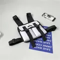 Tactical chest bag in white canvas featuring black contrast trim and dual pockets - White