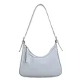 Bolso de hombro hobo minimalista en cuero PU azul claro con forma de medialuna y cremallera - Azul