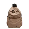 Minimalist beige casual backpack for women with waterproof crinkled nylon and zipper detail - Khaki