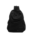 Minimalist black nylon backpack with CD logo patch and practical front pocket - Black