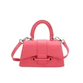 Bolso de mano rosa vibrante en cuero sintético con grabado de cocodrilo - Rosa rojo