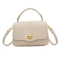 Minimalist cream white crossbody bag with pebble leather texture and gold metal buckle - Off White