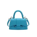 Hellblaue Handtasche mit Krokodilprägung aus PU-Leder und silbernen Metallelementen - Blau