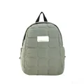 Sac à dos matelassé vert haricot pour femme avec motif à carreaux et étiquette blanche - Vert