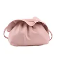 Sac bandoulière nuage plissé rose pâle en cuir souple avec fine bandoulière - Rose