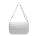 Minimalist white quilted shoulder bag with soft padded texture and adjustable strap - Off White