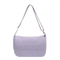 Minimalist lavender purple quilted shoulder bag with adjustable wide fabric strap - Purple