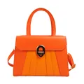 Schicke orangefarbene PU-Leder Handtasche mit Falten-Details und goldenem U-Verschluss - Orange