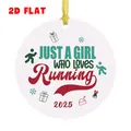 Detalle de adorno de carrera en acrílico plano 2D con cinta dorada para árbol de Navidad - Estilo Conmemorativo de Running 2 (QT1604-2)
