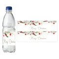 Water bottle labels with Merry Christmas wreath design for holiday party decorations - Red Berry Garland Style (QT1645-1)