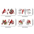 Détail des autocollants de transfert UV DTF avec oiseaux cardinaux, taille 24x12 cm - Ensemble de Citations Inspirantes de Cardinal de Noël (QT1650)