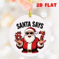 Gros plan d'une décoration de Noël 2D en acrylique Santa Says avec cordon doré - Style Père Noël Lunettes de Soleil (QT1683-3)