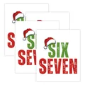 Christmas-themed Six Seven stickers with red and green letters and Santa hats for gift decor - SIX SEVEN English Text Style (QT1684-2)