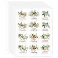 Vintage Merry Christmas round seal stickers with watercolor mistletoe for gift bags - Watercolor Botanical Mistletoe Style (QT1614)