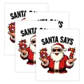 Three-piece Christmas wine bottle sticker set with funny sunglasses Santa and 67 design - SANTA SAYS Cartoon Style (QT1684-3)