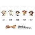 Detailed set of 50 cartoon goat gift tags with 10 meters of natural hemp rope included - Watercolor Sheep Style 1 (QT1685-1)