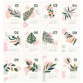Set of 12 minimalist aesthetic 2026 calendar cards with abstract botanical art designs - Botanical Illustration Style (QT1665-5)