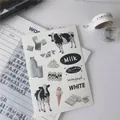 Aesthetic black and white cow print stickers for DIY journaling and stationary decor - Cow Milk Illustration Style