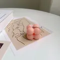 Detail of pink bubble cube soy candle with natural label for minimalist home decor - Small Pink Bubble Cube