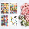 Set de pegatinas para agenda de cuatro hojas sobre mármol blanco con rosas rosadas - Tema Planificador de Negocios