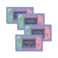 Close-up of four Y2K retro game console stickers with pixel art in soft pastel tones - Game Console