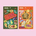 Vue détaillée d'autocollants rétro pop art avec thèmes graphiques originaux - Style COOL