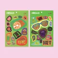 Lot de deux planches d'autocollants cartoon DIY avec motifs d'été et illustrations créatives - Style Hello