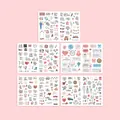 Five sheets of German wedding planning stickers with elegant floral and love illustrations - German Wedding Style