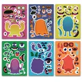 Set of 6 colorful DIY monster puzzle stickers with various facial features for kids - Puzzle Monster Combo