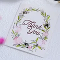 Floral Thank You κάρτα με ακουαρέλα λουλούδια για γάμους και τη Γιορτή της Μητέρας - Σχέδιο στεφανιού