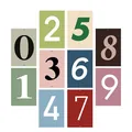 Set of 10 Morandi colored number cards with English words for DIY wall decor - Numbers Zero To Nine Full Set